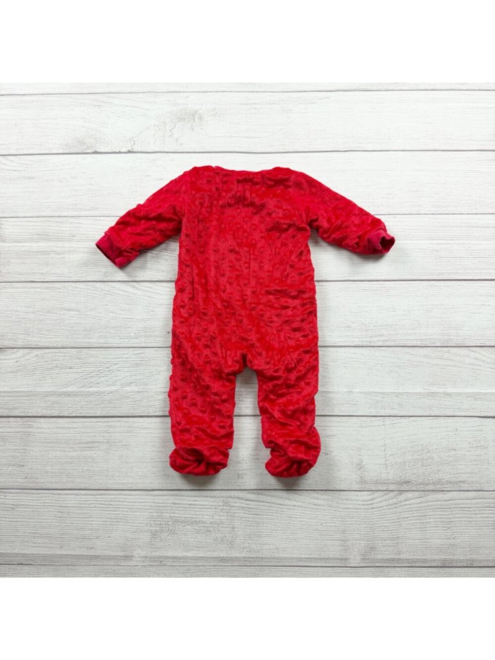Baby Starters Red Textured Santa Footed Christmas Sleeper Outfit 3-6 Months - Picture 3 of 3